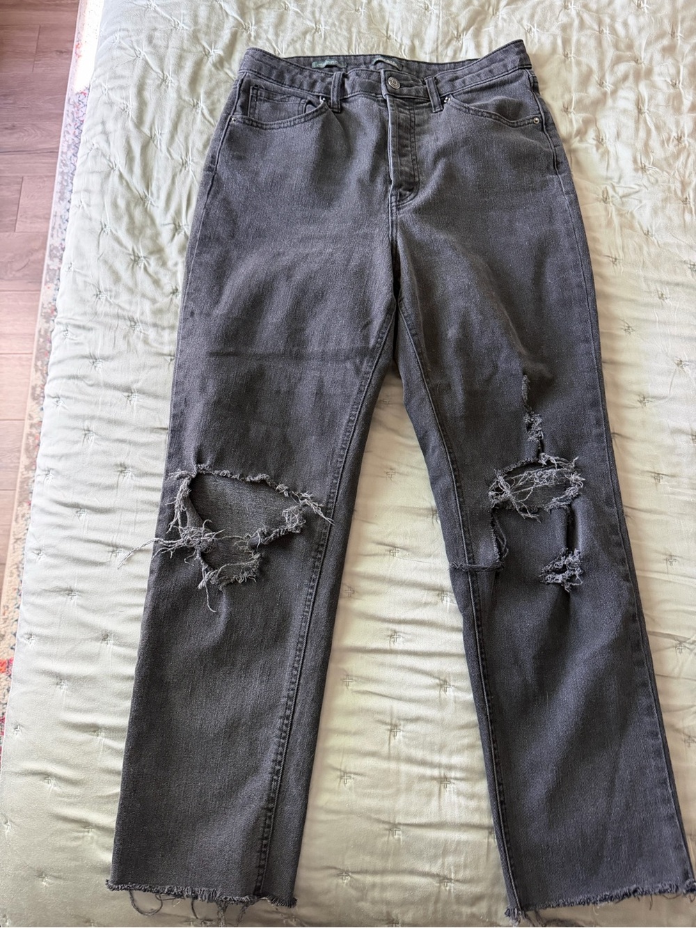 wild fable Black Distressed Straight Leg Jeans